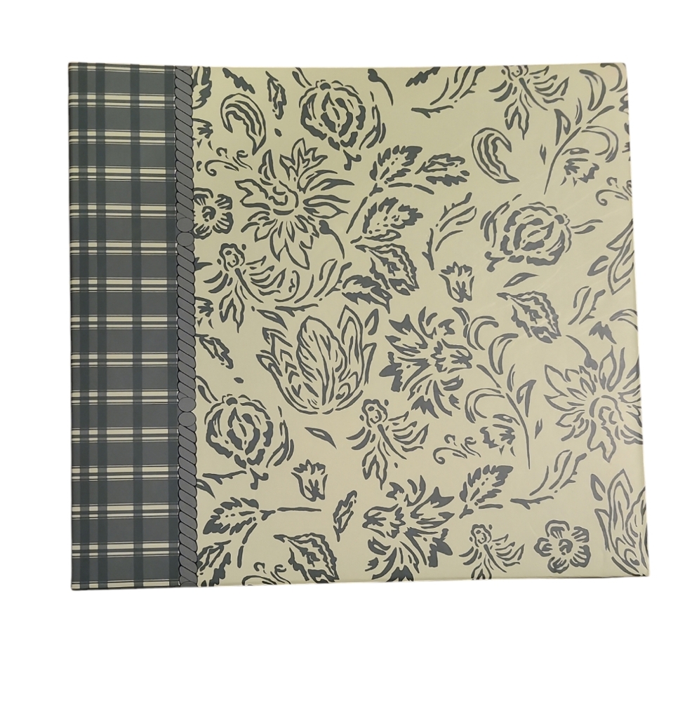 Olive & Neutral Color Floral & Plaid Patterned Scrapbook Photo Album 12 x 12 New